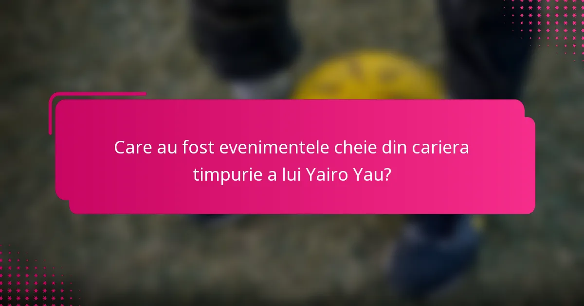 Care au fost evenimentele cheie din cariera timpurie a lui Yairo Yau?