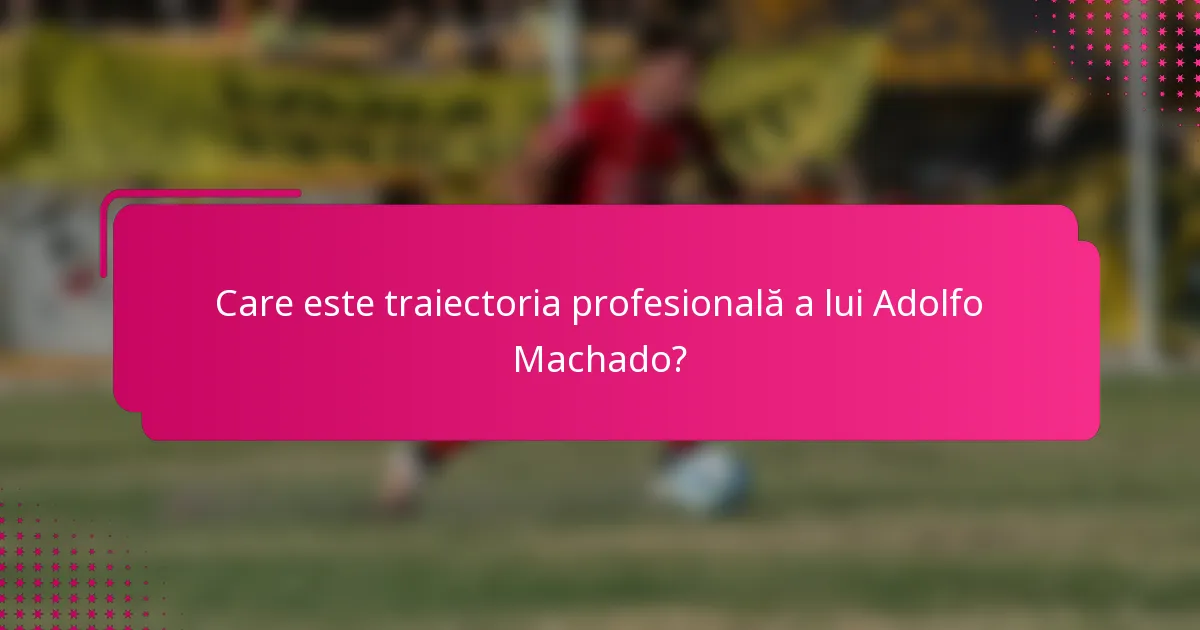 Care este traiectoria profesională a lui Adolfo Machado?