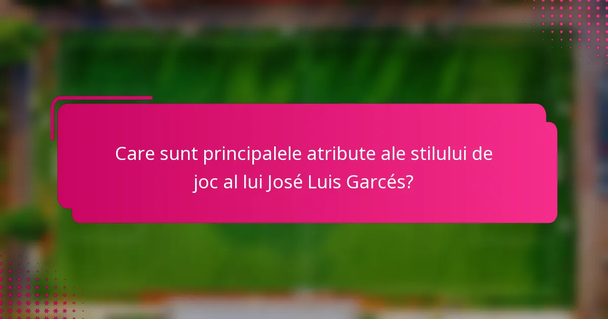 Care sunt principalele atribute ale stilului de joc al lui José Luis Garcés?