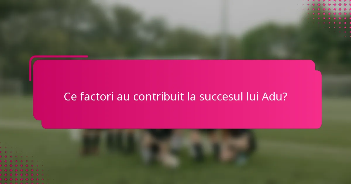 Ce factori au contribuit la succesul lui Adu?