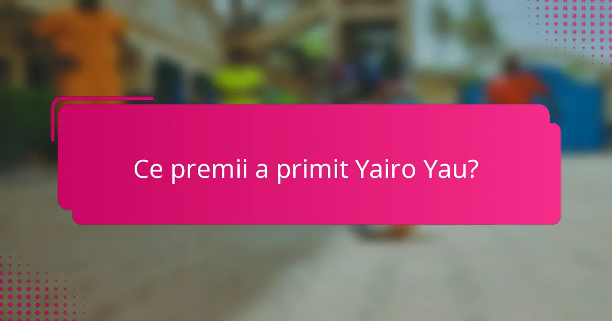 Ce premii a primit Yairo Yau?