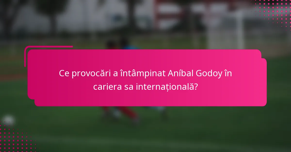 Ce provocări a întâmpinat Aníbal Godoy în cariera sa internațională?