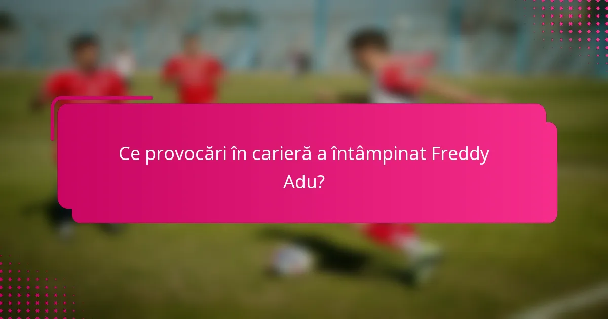 Ce provocări în carieră a întâmpinat Freddy Adu?