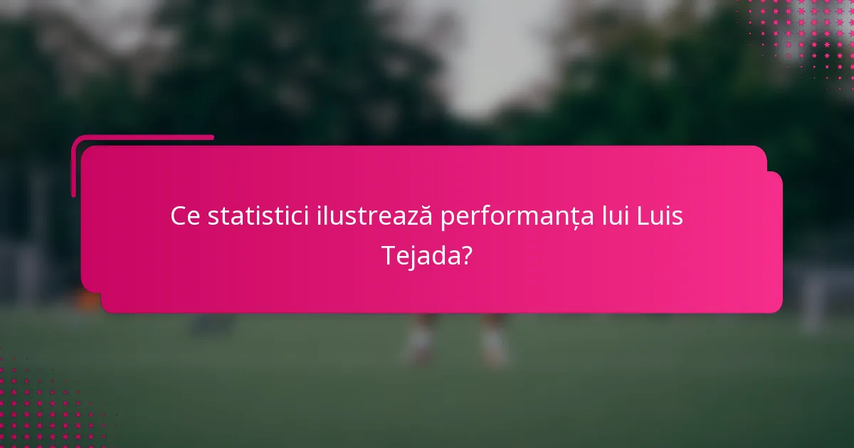 Ce statistici ilustrează performanța lui Luis Tejada?