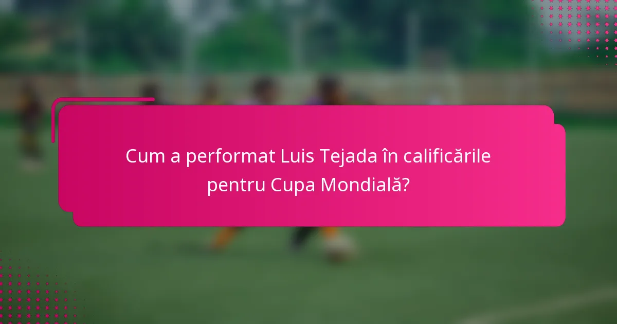 Cum a performat Luis Tejada în calificările pentru Cupa Mondială?